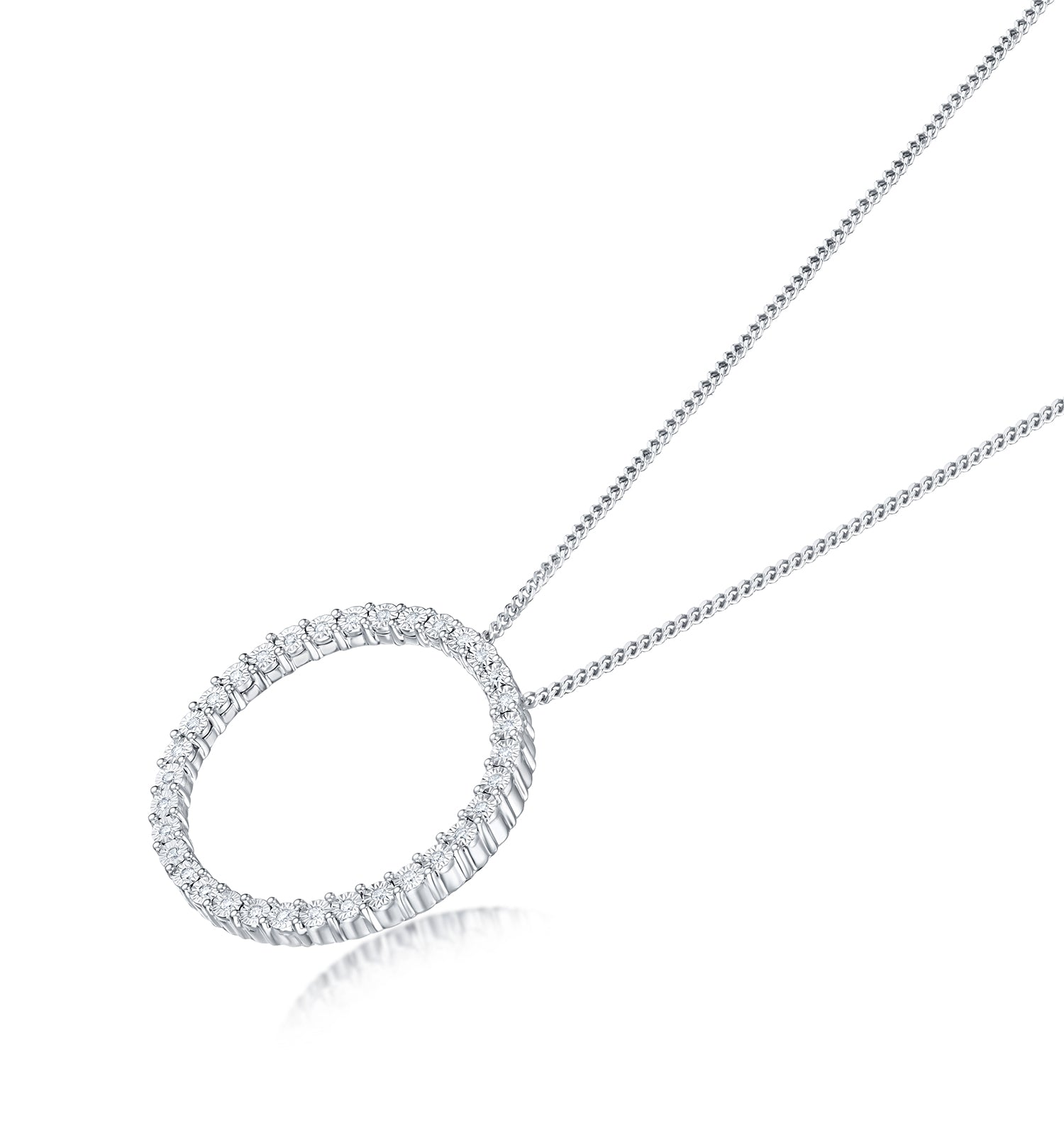 Circle Necklace Lab Diamond Pendant 0.10ct Set in 925 Silver